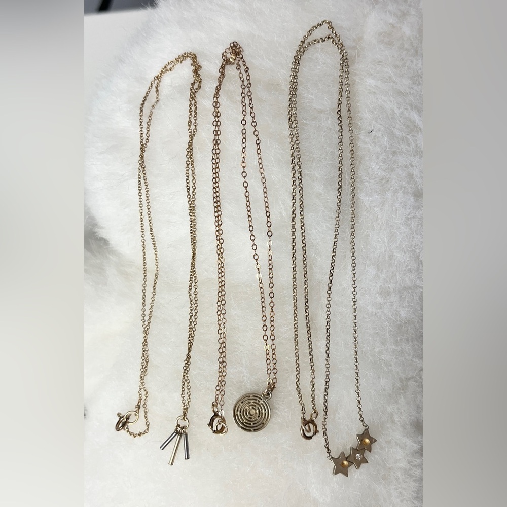 Bundle of Dogeared sterling silver necklaces, three pieces